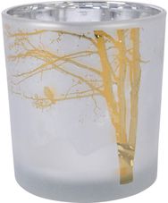 Stiklinė žvakidė, sidabrinės sp.