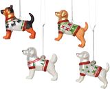 Kalėdinė dekoracija Dog, stiklinis, su blizgučiais, 4 rūšių