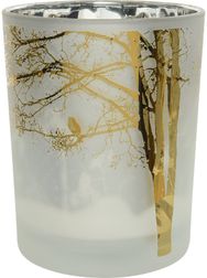 Stiklinė žvakidė, sidabrinės sp.