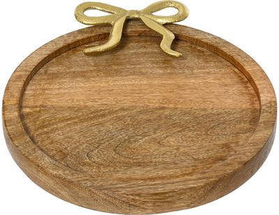 Padėklas su auksiniu kaspinu, iš mango medienos, auksinės sp., įv. rūšių