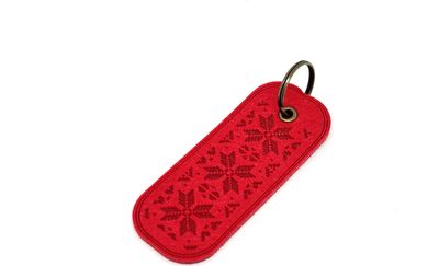 Raktų pakabukas tautiniais motyvais, raudonas, 1 vnt.