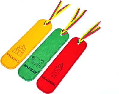 Knygų skirtukai trispalviai su dėžute LIETUVA 6x17 cm, 3 vnt.