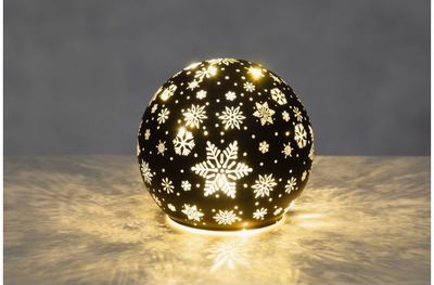 Stiklinis dekoratyvinis 3D LED rutulys FINNLUMOR, 12 cm, su žvaigžde ir snaige