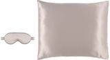 Dovanų rinkinys FANNI K Silk – šilkinis pagalvės užvalkalas ir miego kaukė, pilk os sp.