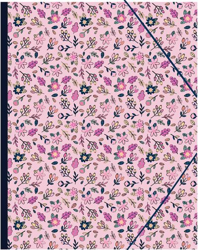 Aplankas plastikinis FLOWERS su guma, A4