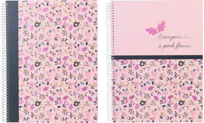 Sąsiuvinis B'LOG FLOWERS su spirale, A5, 90 g, 80 l., langeliais