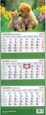 Kalendorius 2026 Premium, trijų dalių, 4 rūšių