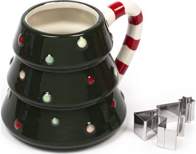 Puodelio rinkinys su metaline sausainių formele Christmas Tree