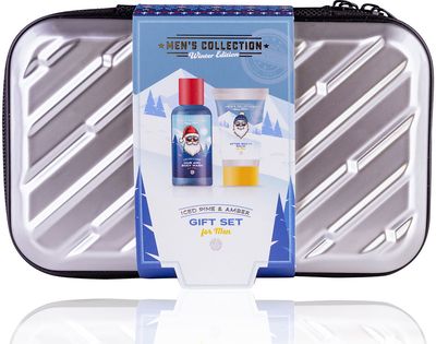Dovanų rinkinys MEN'S COLLECTION lagamine: plaukų ir kūno prausiklis 100 ml, ba lzamas po skutimosi 50 ml, kvapas: pušis ir gintaras