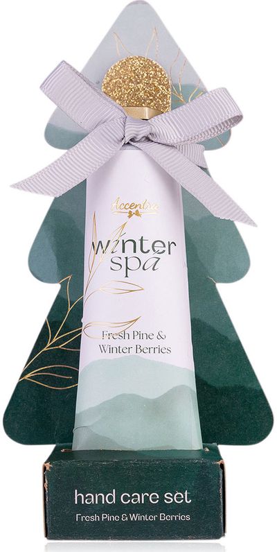 Rankų priežiūros rinkinys WINTER SPA dovanų dėžutėje: rankų ir nagų kremas 30ml, dildė, kvapas: gaivi pušis ir žiemos uogos