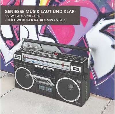 Radijas ir kasetinis grotuvas 1980 SILVA-SCHNEIDER AUX įėjimas, USB jungtis, „Bl uetooth“, įrašymas į USB