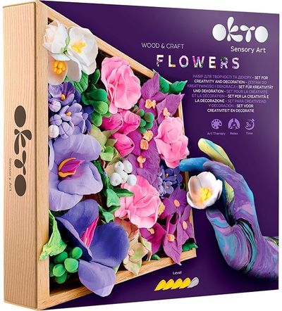 Kūrybinis 3D modelinio rinkinys OKTO Wood&Craft DIY Flowers INSPIRATION 21x21 cm