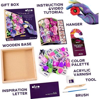 Kūrybinis 3D modelinio rinkinys OKTO Wood&Craft DIY Flowers INSPIRATION 21x21 cm