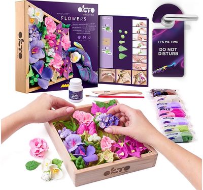 Kūrybinis 3D modelinio rinkinys OKTO Wood&Craft DIY Flowers INSPIRATION 21x21 cm