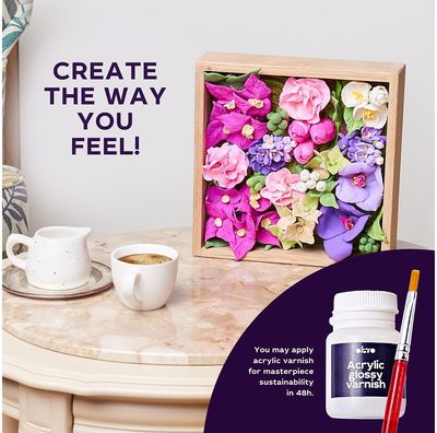 Kūrybinis 3D modelinio rinkinys OKTO Wood&Craft DIY Flowers INSPIRATION 21x21 cm