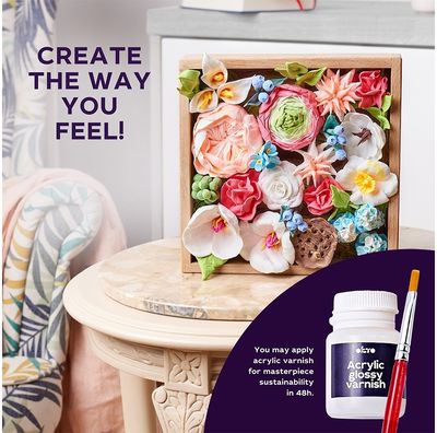 Kūrybinis 3D modelinio rinkinys OKTO Wood&Craft DIY Flowers ROMANCE 21x21 cm