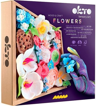 Kūrybinis 3D modelinio rinkinys OKTO Wood&Craft DIY Flowers ROMANCE 21x21 cm