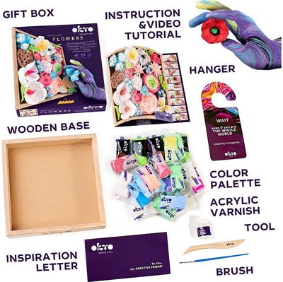 Kūrybinis 3D modelinio rinkinys OKTO Wood&Craft DIY Flowers ROMANCE 21x21 cm