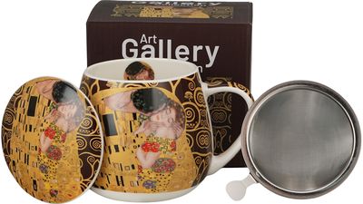 Puodelis su sieteliu THE KISS BROWN by Klimt, 430 ml