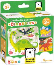 Lavinamoji dėlionė BANANAPANDA On-the-Go Puzzles Dinosaurs (4 dėlionės)