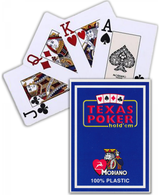 Kortos MODIANO Texas Poker Jumbo Index, plastikinės, mėlynos