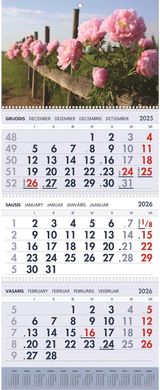 3-jų dalių sieninis kalendorius Bijūnai 2026