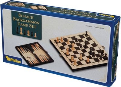 Šachmatų, šaškių ir nardų rinkinys PHILOS laukas 30 mm