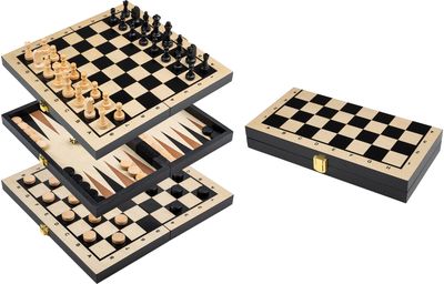 Šachmatų, šaškių ir nardų rinkinys PHILOS laukas 30 mm