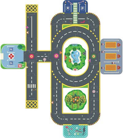 Dėlionė-trasa DJECO Crazy Motors Puzzl'Up - Giant City,&nbsp;33 det.