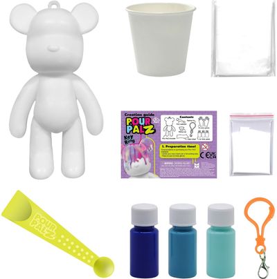 Kūrybinis rinkinys POUR PALZ DIY Mini dažų meškutis su pakabučiu, įv. rūšys