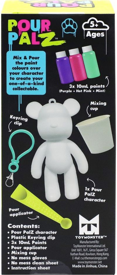 Kūrybinis rinkinys POUR PALZ DIY Mini dažų meškutis su pakabučiu, įv. rūšys