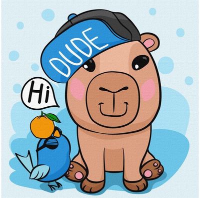 Tapyba pagal numerius IDEYKA Kapibara su kepuraite, 30 x 30 cm