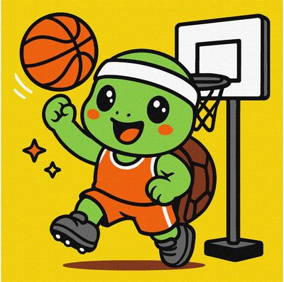 Tapyba pagal numerius IDEYKA Vėžliukas žaidžia krepšinį, 25 x 25 cm