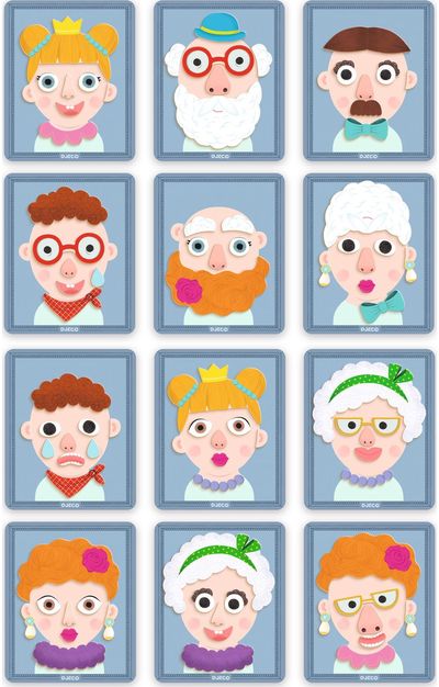 Lavinamasis žaislas DJECO Inzebox Mediniai magnetai ir metalinė dėžutė portretai