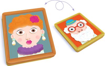 Lavinamasis žaislas DJECO Inzebox Mediniai magnetai ir metalinė dėžutė portretai