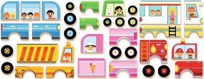 Lavinamasis žaislas DJECO Inzebox Mediniai magnetai ir metalinė dėžutė transport o priemonės