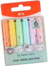 Mini žymeklių rinkinys M&G So Many Cats, Pastel, 6 vnt.