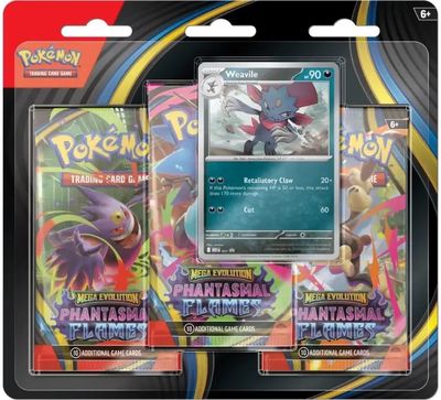 Kolekcinės kortelės Pokémon TCG Phantasmal Flames 3-Pack Blister Weavile/Sneasel , įv. rūšys