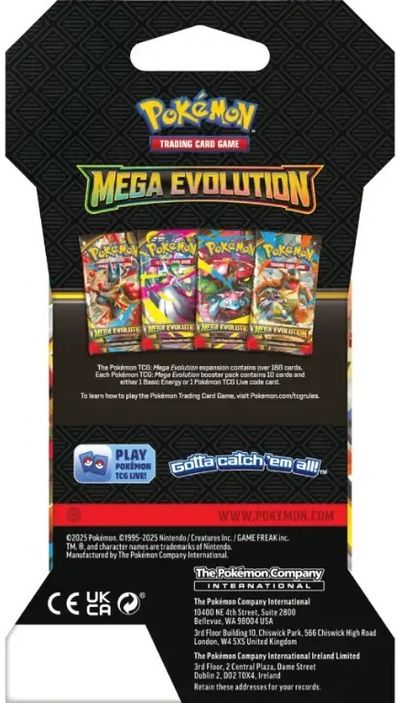 Kolekcinės kortelės Pokémon TCG Mega Evolution ME01 Sleeved Booster Pack, 1 pake lis, įv. rūšys