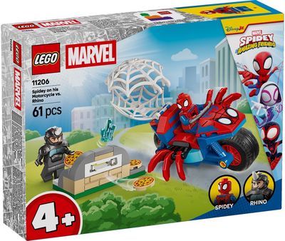 LEGO Marvel Spidey And His Amazing Friends Voriukas ant motociklo prieš Raganosį 11206