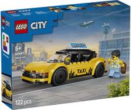 LEGO City geltonasis taksi, automobilio modelio rinkinys su 2 minifigūrėlėmis, 60487