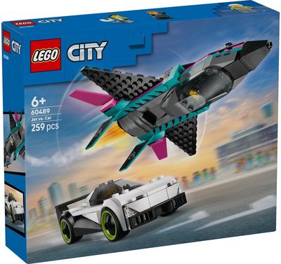 LEGO City Reaktyvinis lėktuvas prieš automobilį, automobilių ir lėktuvo žaidimo rinkinys, 60489