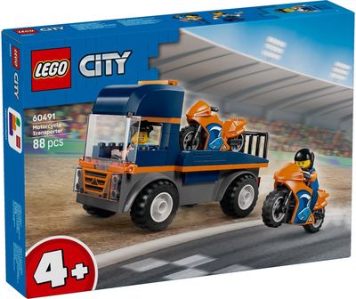 LEGO City motociklų transporteris, žaislas ir 2 minifigūrėlės, 60491