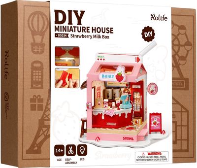 Modeliavimo rinkinys ROBOTIME Strawberry Milk Box