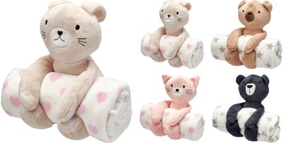 Antklodės ir žaislo rinkinys su gyvūnu, įv. rūšių