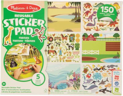 MELISSA & DOUG Daugkartinio naudojimo lipdukų knygelė Gyvūnai ir jų namai