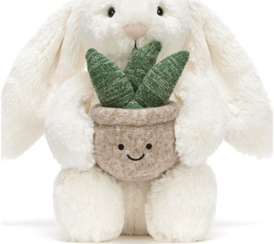 Pliušinis žaislas zuikis JELLYCAT Cream Bunny with Plant