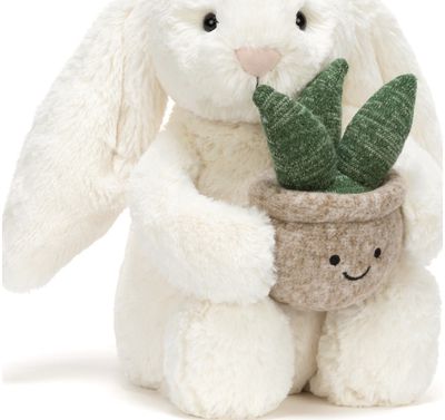 Pliušinis žaislas zuikis JELLYCAT Cream Bunny with Plant