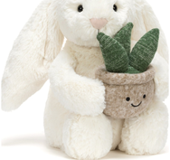 Pliušinis žaislas zuikis JELLYCAT Cream Bunny with Plant