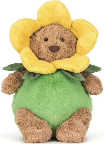 Pliušinis žaislas meškinas narcizo kostiumu JELLYCAT Bartholomew Bear Daffodil O utfit
